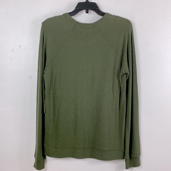 PJ Salvage Women's Olive Happy Glamper Graphic Long Sleeve Top - Picture 5 of 6